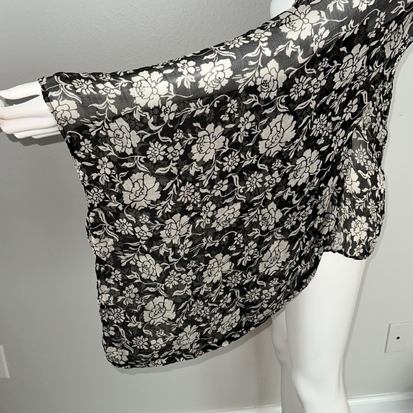 WINTER KATE *Crane* black grey floral silk kimono cardigan top blouse XS/S - Picture 4 of 9